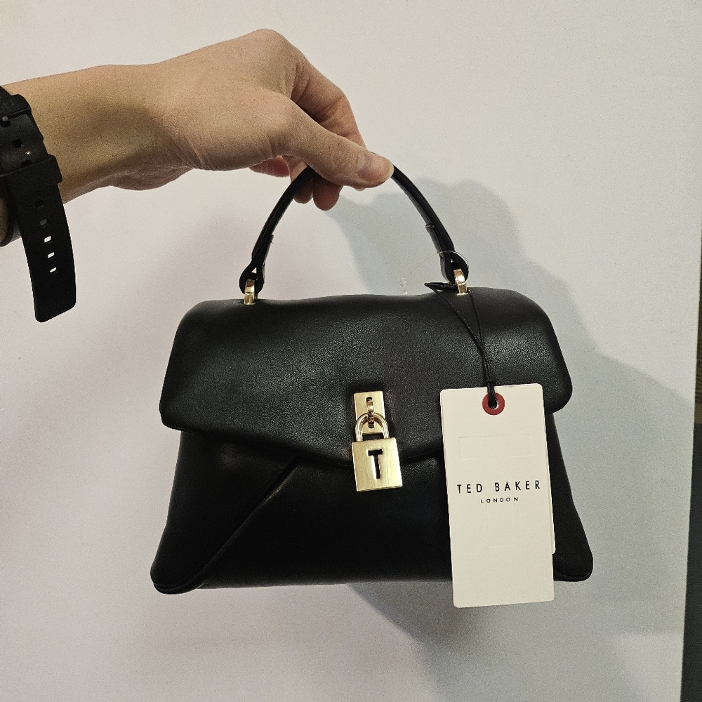 Ted Baker Black Satchel with Gold Accents